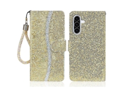 Capa De Celular De Couro Com Glitter Em Pó