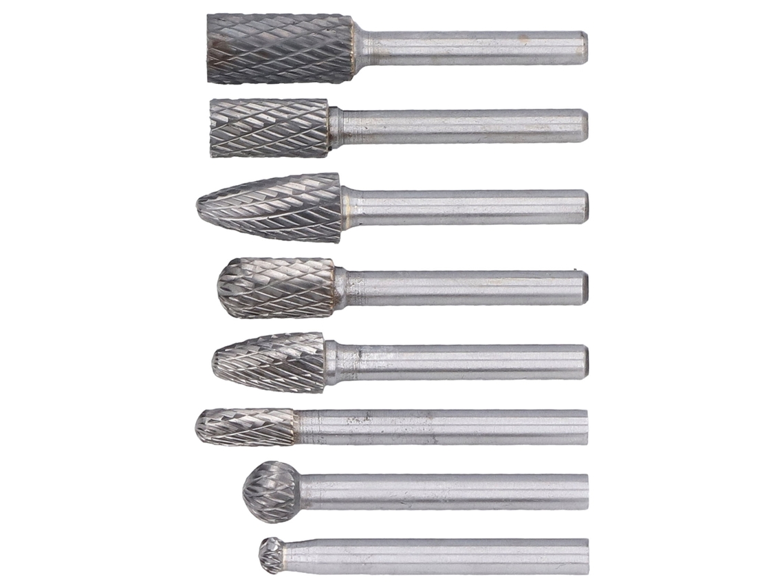 Conjunto de 8 Brocas Rotativas de Corte Duplo Yg8 em Liga de Alumínio para Retificação de Matrizes em Engenharia