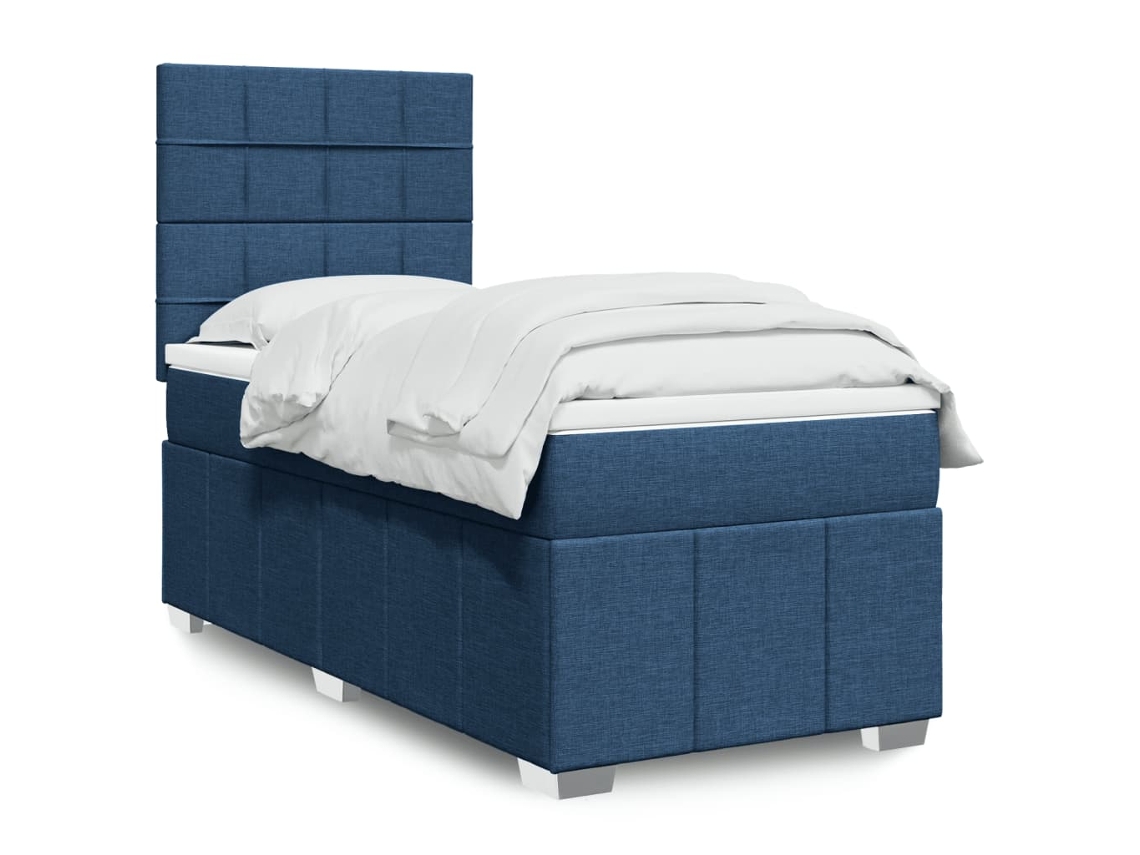 Vidaxl Cama Com Molas/colchão 80x200 Cm Tecido Azul