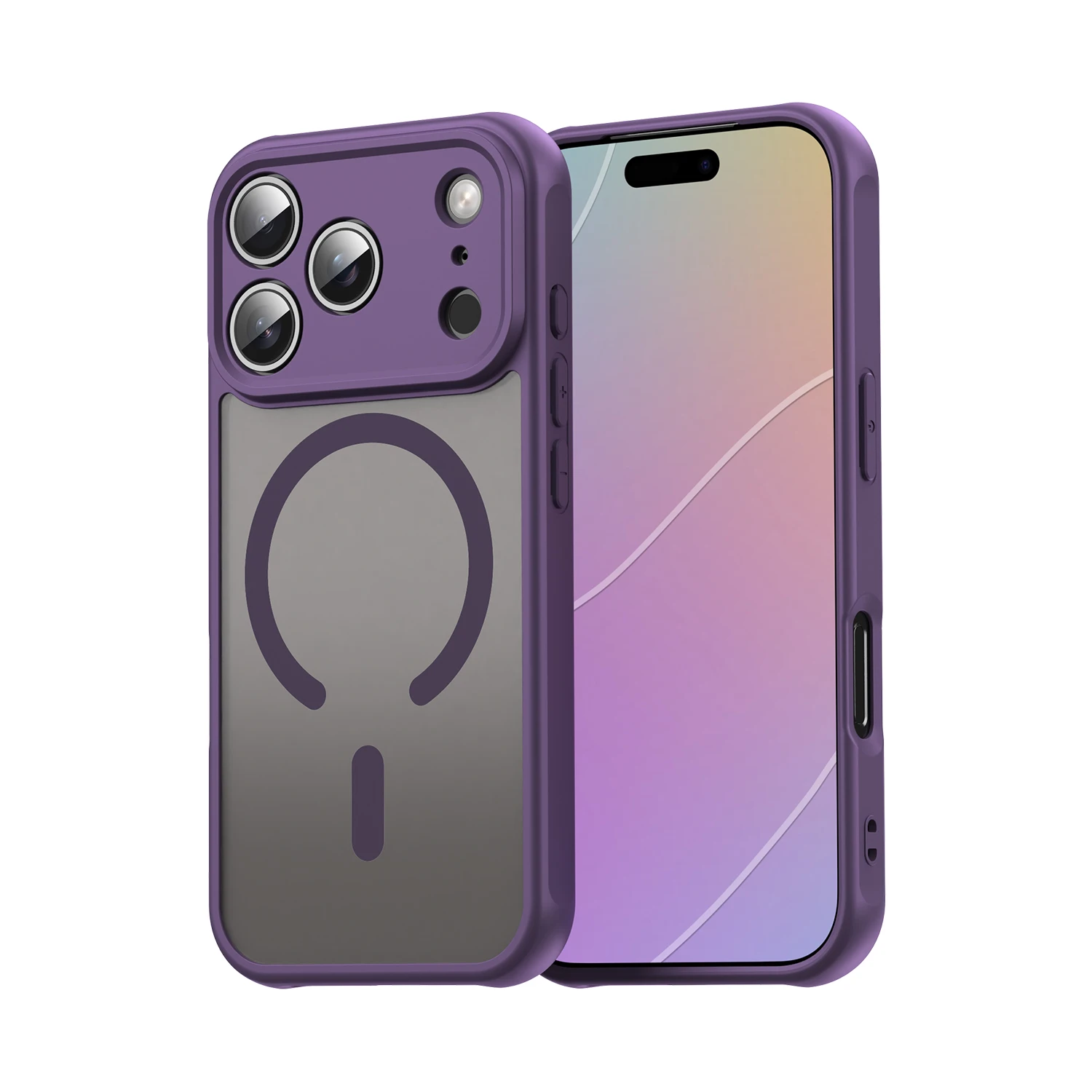 (roxo, Iphone 12 Pro Max) Capa Protetora Minimalista Com Acabamento Fosco, Resistente A Quedas E Com Carregamento Sem Fio Magnético.