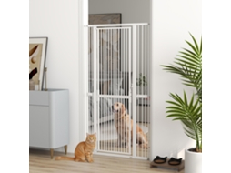 Porta Para Pets Cães E Gatos, 180 Cm De Altura, Ajustável De 76 A 104 Cm, Sistema De Encaixe Por Pressão, Na Cor Branca