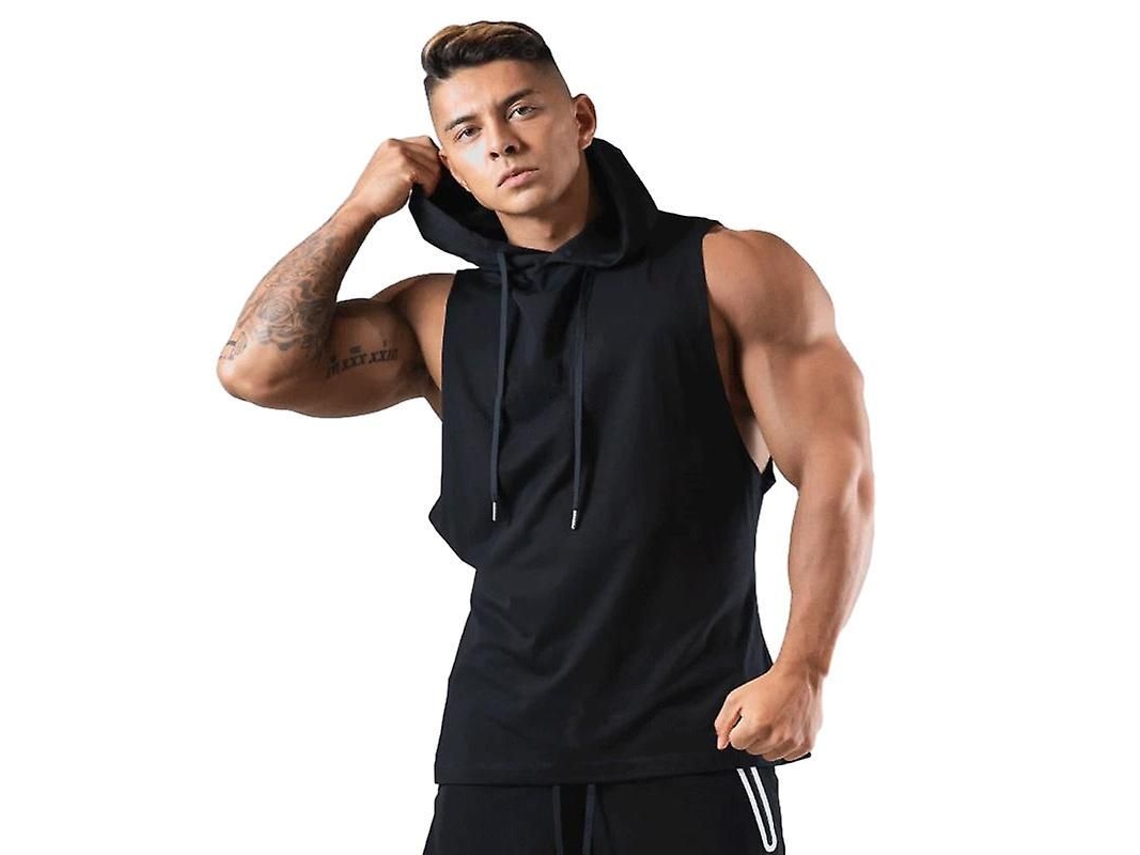2026 camiseta Sem Mangas com Capuz para Homem, Esportiva e Transpirable, Ideal para Academia e Treinamento