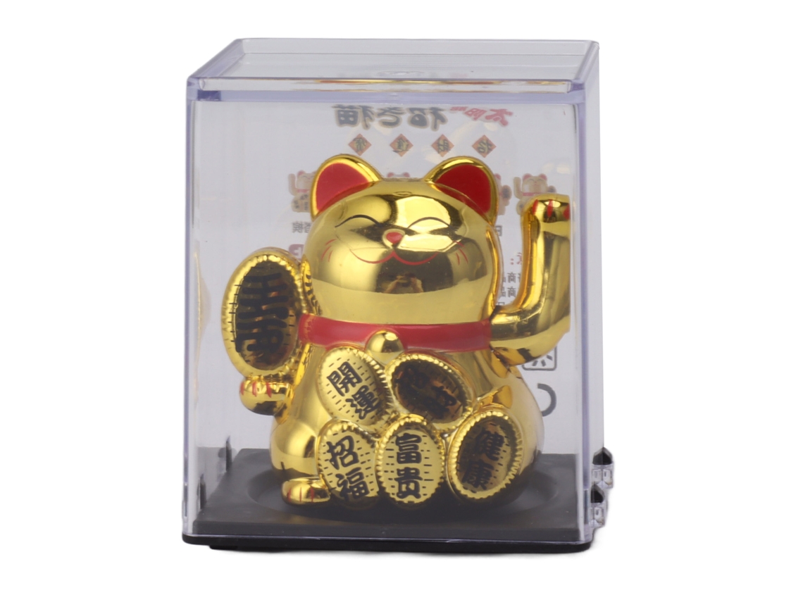 Gato Lucky Solar Pequeno Decorativo Em Dourado Da Marca Laxiscreed