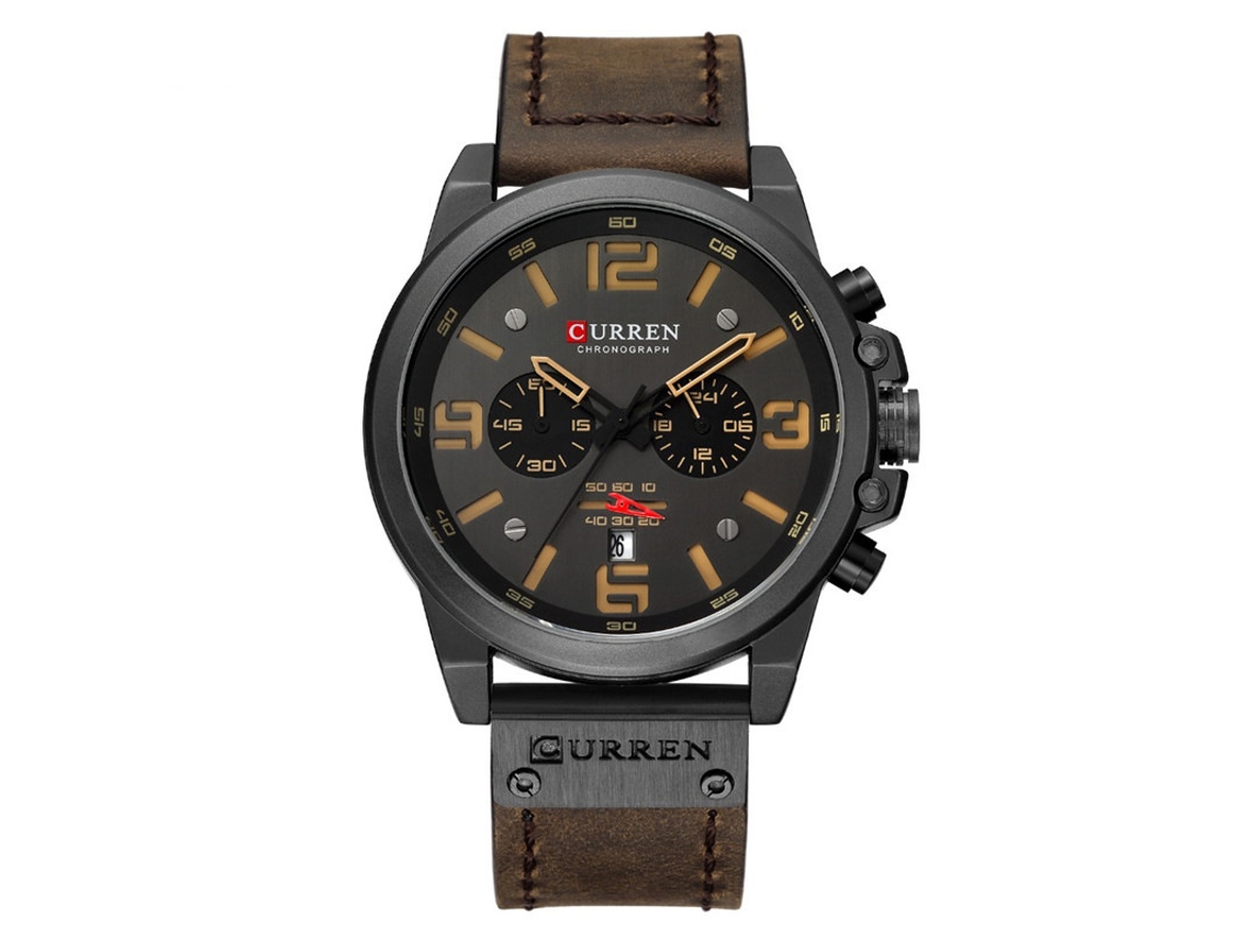Relógio MDUG Masculino em Aço com Calendário de Quartzo e Seis Ponteiros (Bicolor Preto)