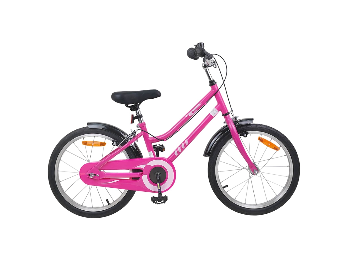 Vidaxl Bicicleta Infantil 18 Polegadas Para 5-7 Anos Preto Rosa