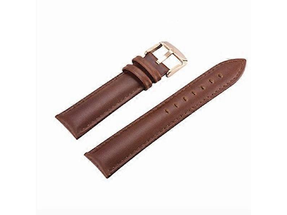 Pulseira De Relógio De Couro Marrom Com Fivela Dourada 18 Mm Marrom M Olysi Shop