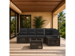 Vidaxl Conjunto De Sofá De Jardim 6 Pcs Cinzento Vime Pe