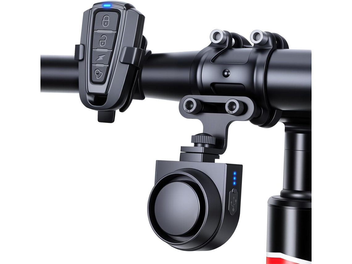 Buzina Sem Fio Para Bicicleta Elétrica De 115db Com Alarme Antifurto, Alarme Para Bicicleta Com Buzina E 5 Modos De Som (preta)