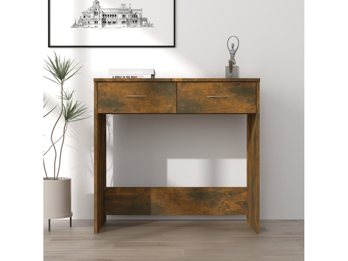 Vidaxl Secretária 80x40x75 Cm Derivados De Madeira Cor Carvalho Fumado