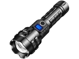 Lanterna Led Recarregável Com Visor Lcd, Zoom E Carregamento Rápido Usb-c (preta)