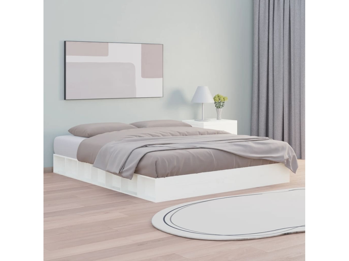 Vidaxl Estrutura de Cama 120x200 Cm Madeira Maciça Branco