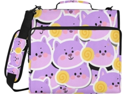 Pasta De Desenho Animado Roxos 3, 8cm Com Bolsos Extras, Alça, À Prova D Água, Bolsa Armazenamento De