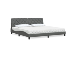 Vidaxl Cama Com Colchão 200x200 Cm Tecido Cinzento-escuro