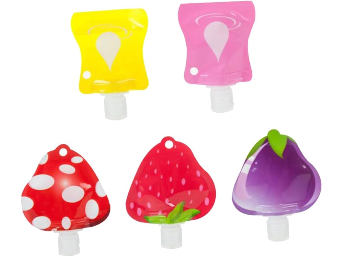 Conjunto De 5 Garrafas de Viagem Recarregáveis Em Formato Fruta, Pet Pa Pe