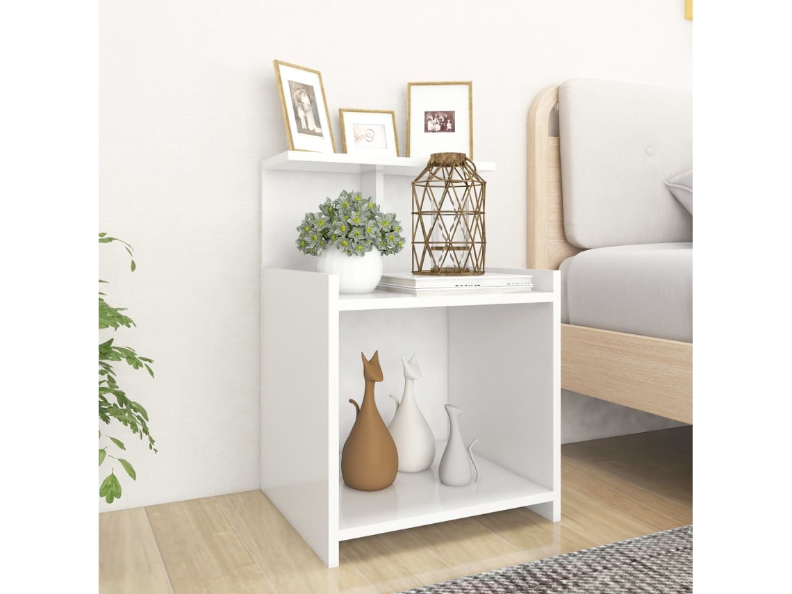 Vidaxl Mesa De Cabeceira 40x35x60 Cm Derivados De Madeira Branco