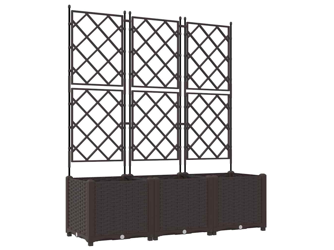 Conjunto 3 Vaso De Jardim Vidaxl Castanho Polipropileno (120 X 40 X 143 Cm)