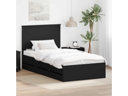 Vidaxl Estrutura Da Cama Preto 100 X 200 Cm Madeira De Engenharia