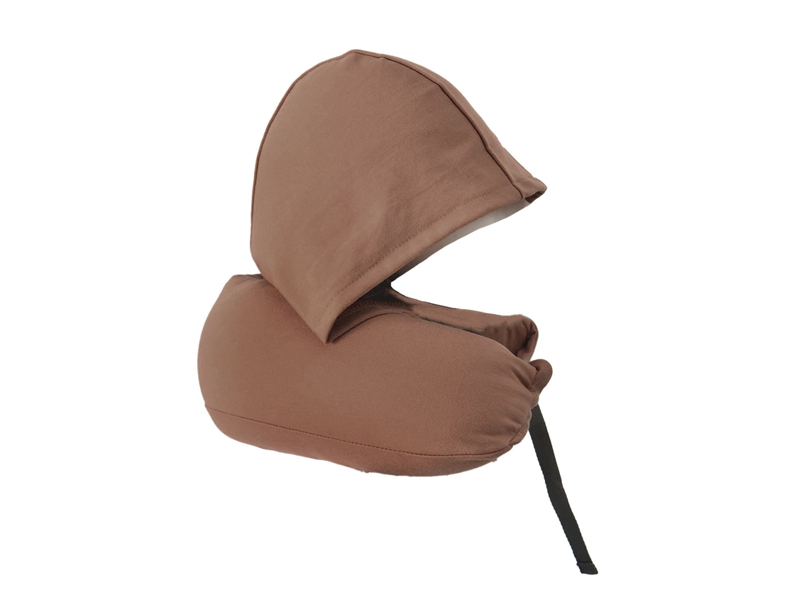 Almofada de Viagem BRILVIBERA com Capuz, Ajustável, Café