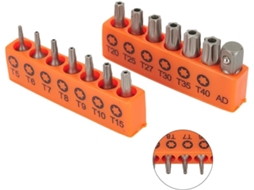 Conjunto De 14 Pontas Torx Com Furo Para Encaixe T5 A T40, 25 Mm