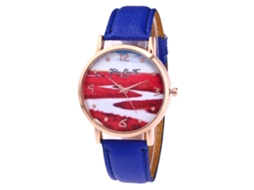 Relógio de Pulso Estudantil Moderno de Quartzo com Pulseira Pu Dial Redondo (azul)
