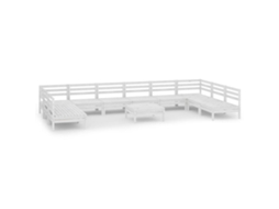 Conjunto de 11 Jardim Madeira Lounge de Pinho Maciça Branco MAISON EXCLUSIVE