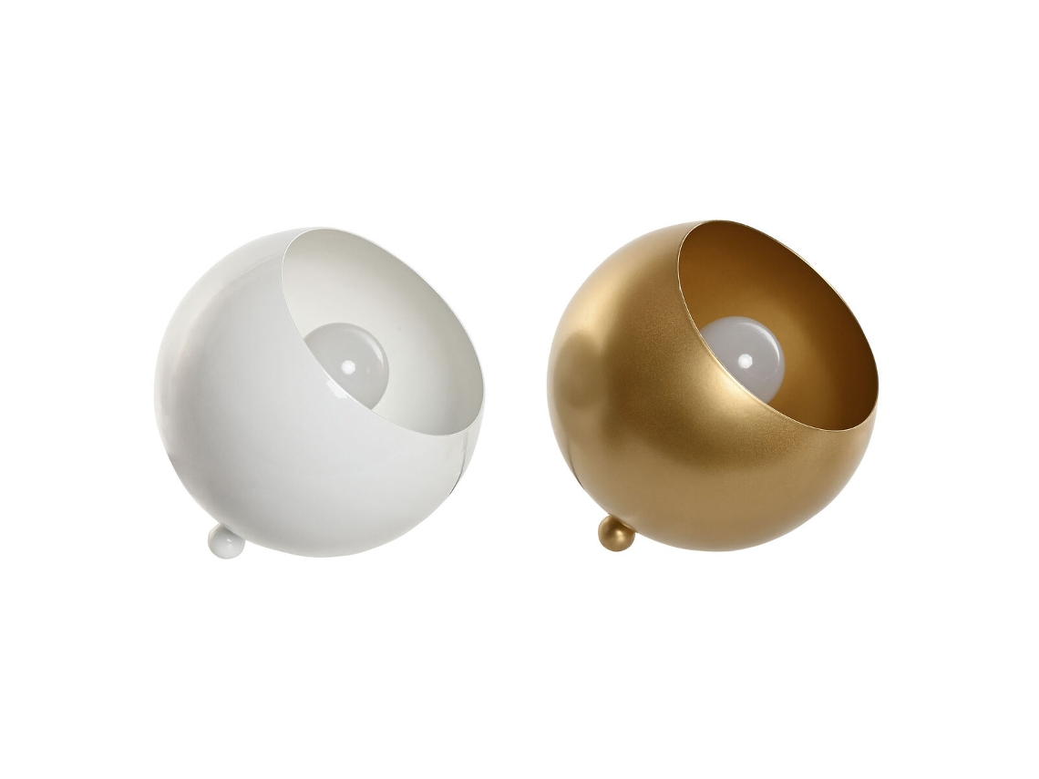 Luminária de Mesa Home Esprit Metal Branco Dourado 50 W 220 V 15 x 15 x 15 cm (2 Unidades)