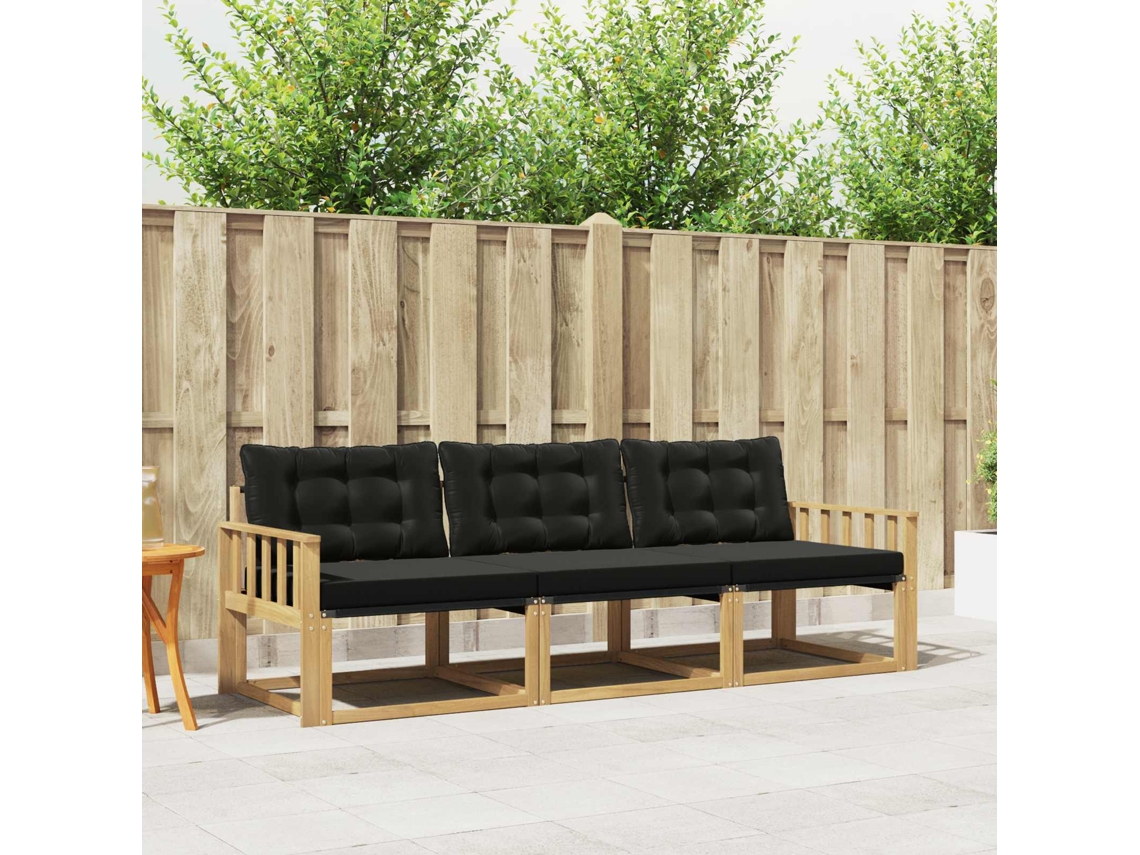 Vidaxl Conjunto De Sofás Para Exterior 3 Unid. Branco E Preto