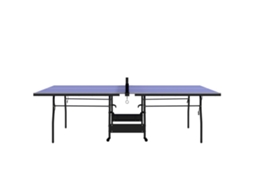 Mesa de Ping pong 4 Rodas com Rede, 2 Raquetes e 3 Bolas Azuis 274x152,5x76 Cm S/MARCA
