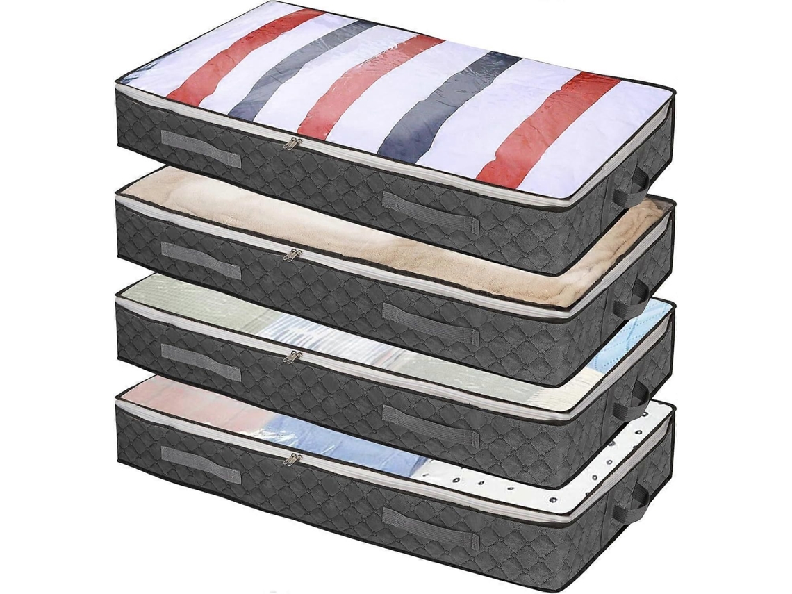 Caixas Organizadoras Para Debaixo Da Cama Com Tampa, Pacote 4 Unidades - Sacos De Armazenamento A Vácuo Práticos P Ara O Quarto
