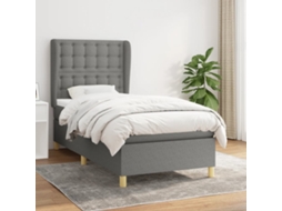 Vidaxl Cama Com Molas/colchão 90x190 Cm Tecido Cinza-escuro