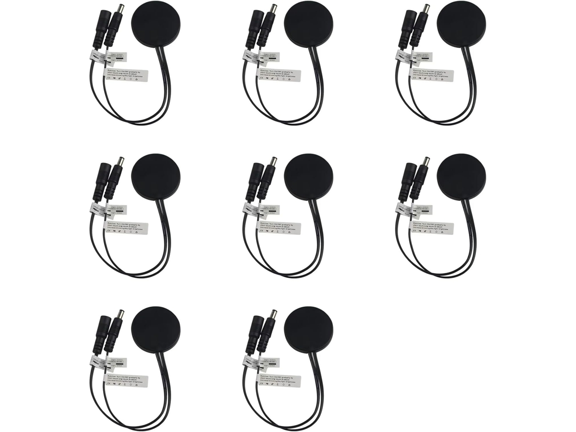 Painel De Madeira Com 8 Interruptores Led Sensor Toque E Dimmer Ocultos Para Fita, Preto