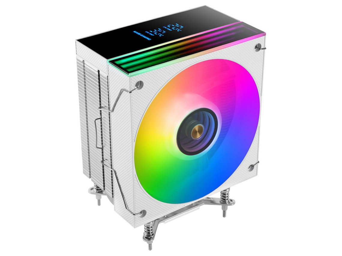 Dissipador De Cpu Mars Gaming Mcpu Lcd 300w Tdp 6x Heatpipes Ventoinha Argb 120 Mm Tela Lcd Branco