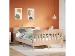 Vidaxl Cama Com Estante Sem Colchão 135x190 Cm Pinho Maciço