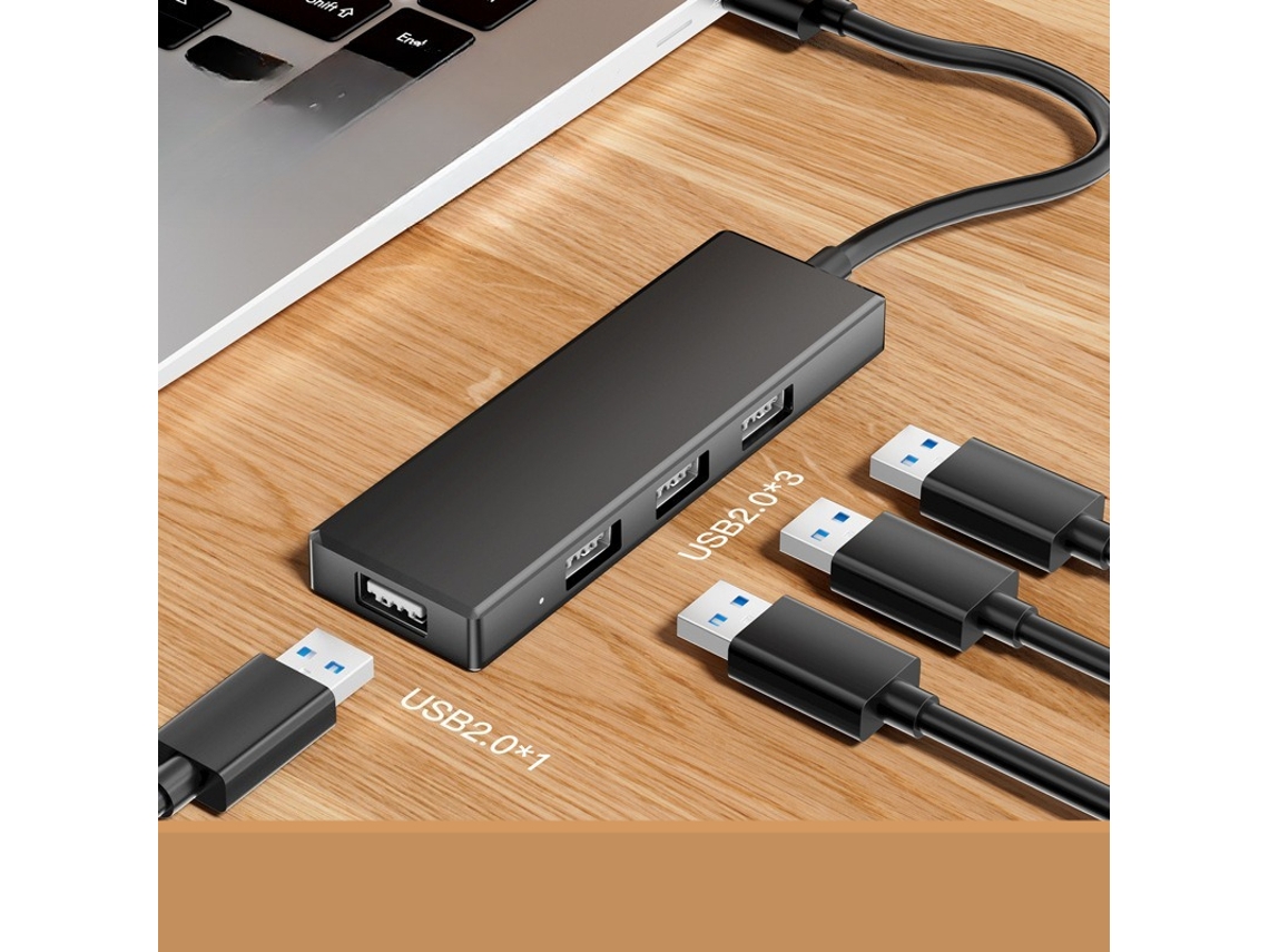 Lurelia Hub Usb 2.0 T416b-15 4 Em 1, Cabo 150 Mm, Revestimento Plástico