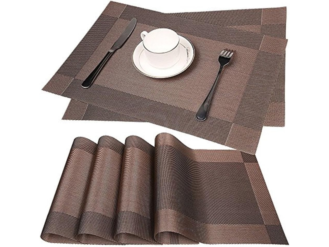 Jogos Americanos - Antiderrapantes Laváveis - Pvc Resistente Ao Calor - Conjunto De 6 - 30x45cm - Marrom
