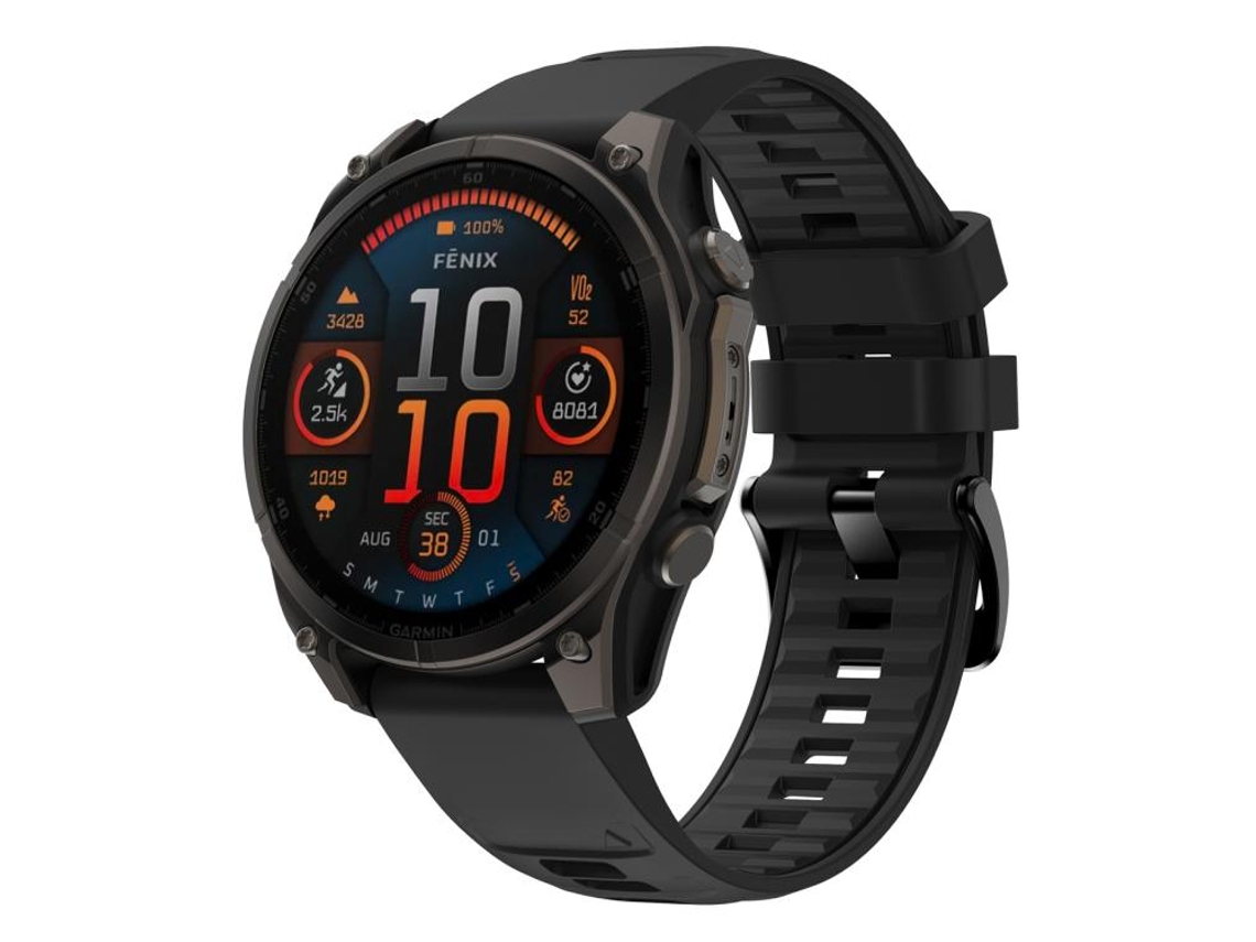 Bracelete para Garmin Silicone cor sólida com liberação rápida e fivela de aço preta (26mm)