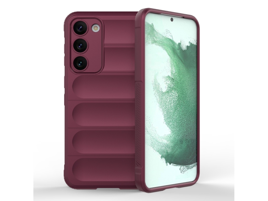 Capa Halinuia Para Samsung Galaxy S23 5g Magic Shield Tpu Flanela Vermelho Vinho (proteção Integral, Interior Em Flanela)