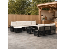 Vidaxl Conjunto De Sofá De Jardim 11 Unid. Preto E Branco Creme