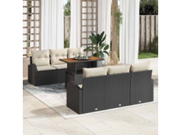 Vidaxl Conjunto De Sofá De Jardim 7 Unid. Preto Rattan Sintético