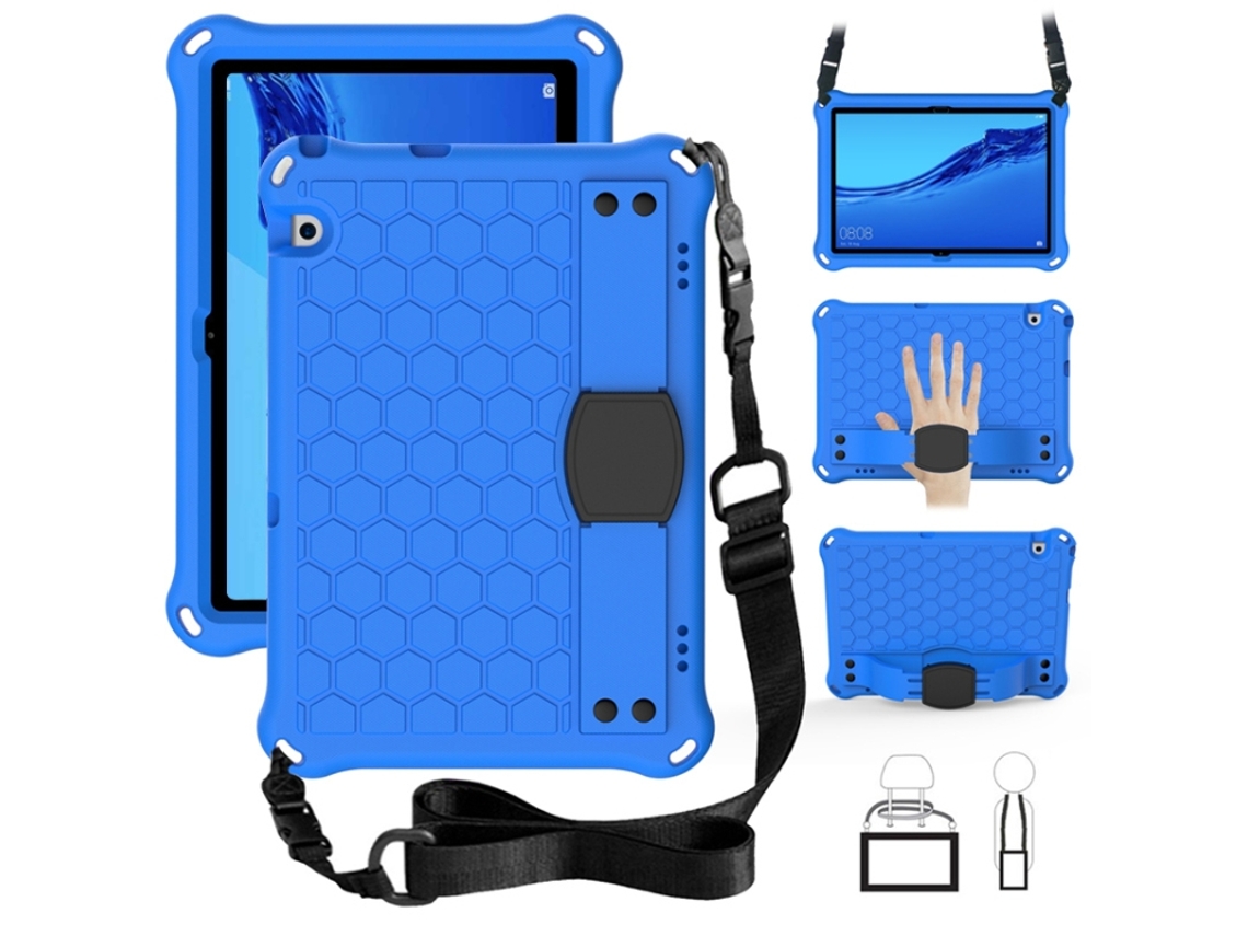 Capa Protetora Eva+pc Design Favo‑de‑mel Halinuia, Quatro Cantos Anti‑queda Com Alça Para Huawei Mediapad T5 10.1