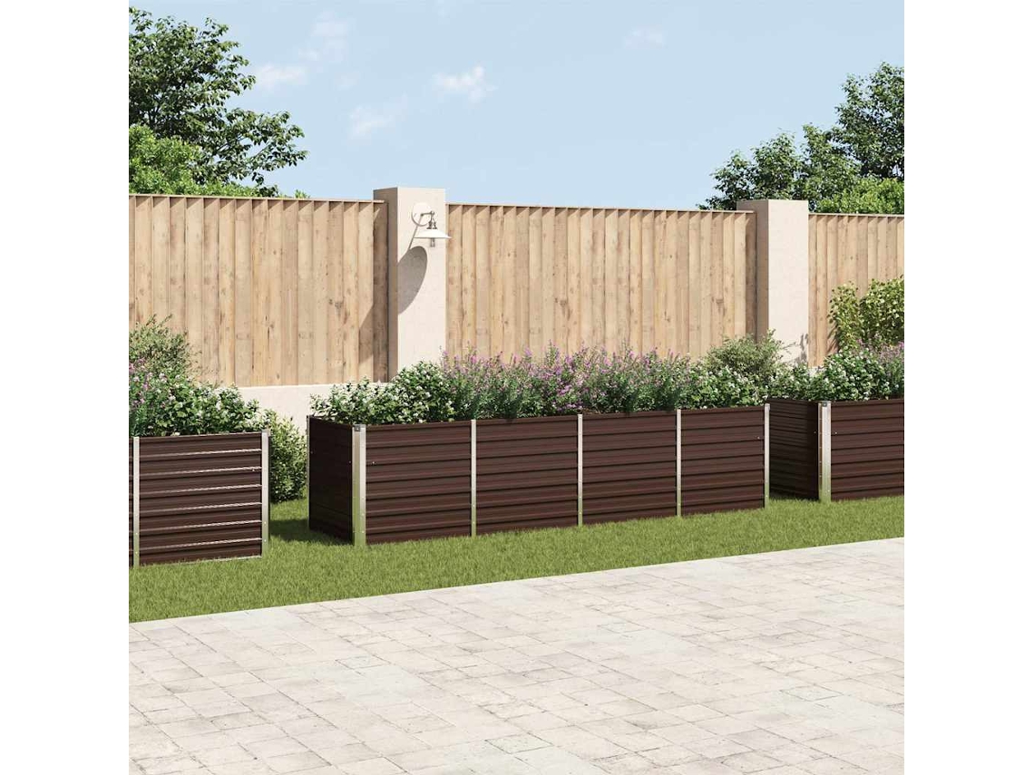 Vidaxl Canteiro Elevado De Jardim Aço Galvanizado 320x80x77cm Castanho