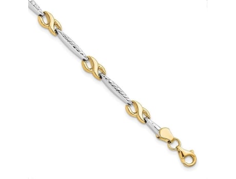 Pulseira De 18 Cm Em Ouro Amarelo 10k Polido Com Fecho Lagosta Sofisticado E Detalhes Em Ródio Brilhante. Ideal Para Mulheres. Hengjian (7 Polegadas)