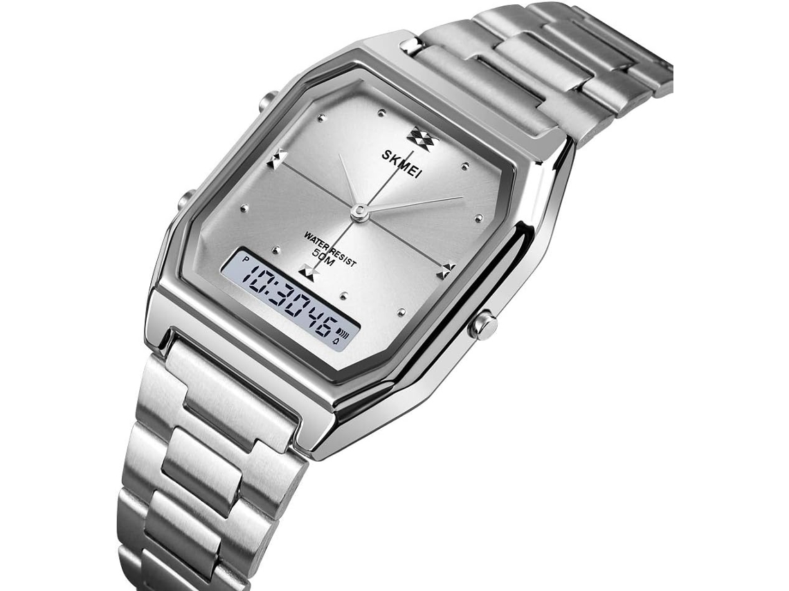 Lurelia Relógio Digital Feminino, Visor Digital, Led, Cronómetro, Alarme, Data/calendário, 12/24h, Aço Inoxidável, Resistente À Água 50m, Preto