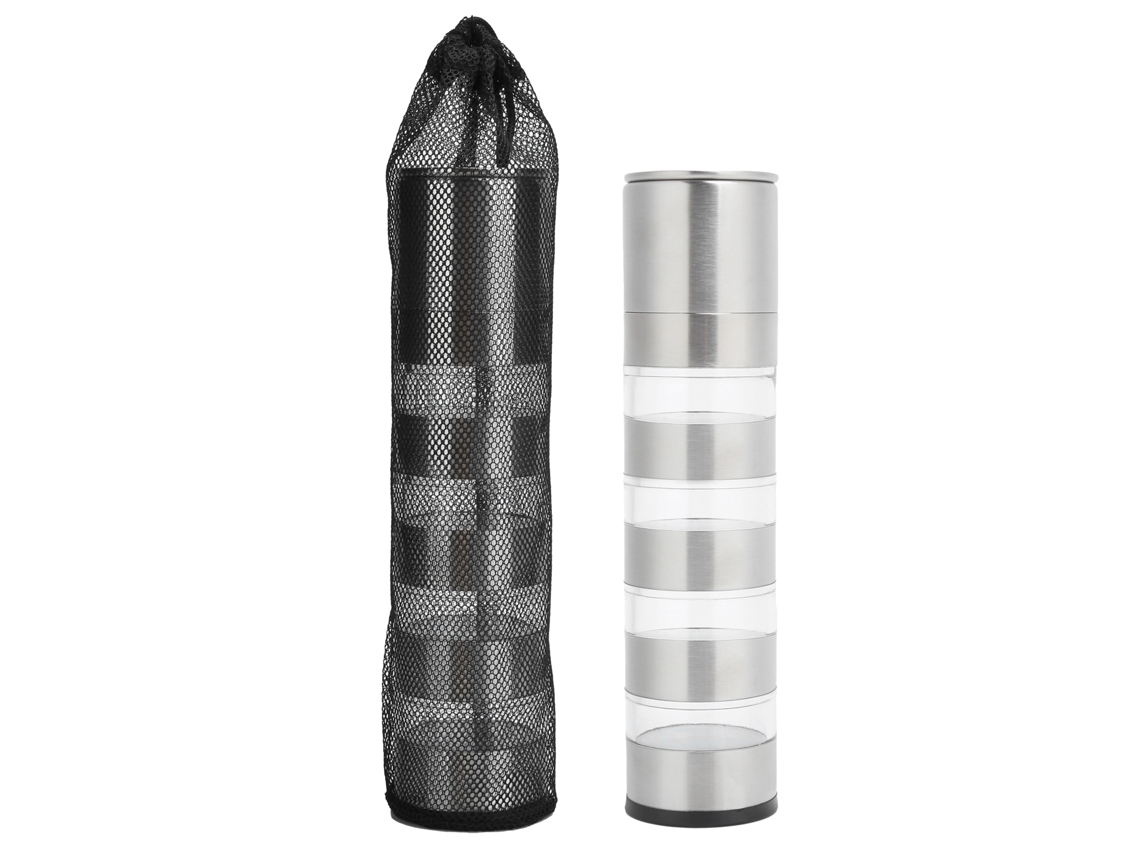 Conjunto de Potes de Tempero com Moedor Aço Inoxidável para Acampamento Transparente e Prata S/MARCA
