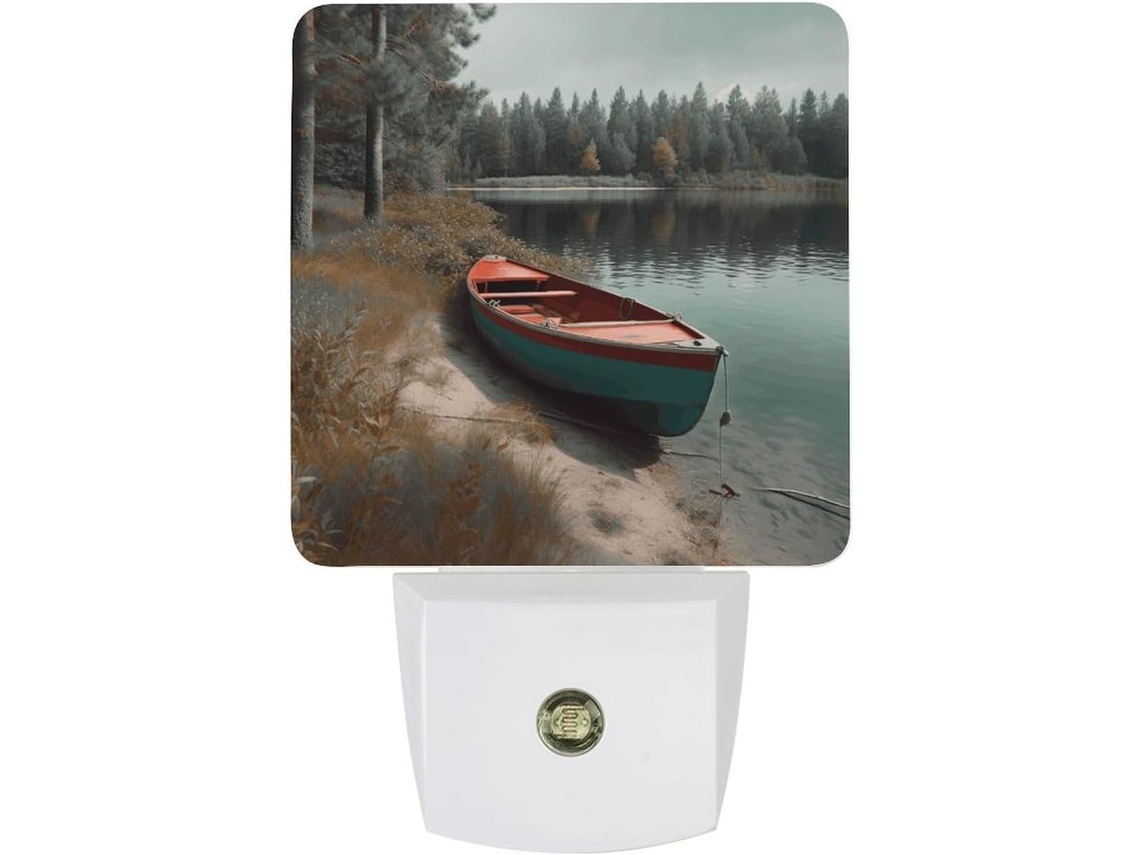Luz noturna de LED para barcos atracados na costa, com sensor crepuscular, ideal para fotos em paredes.