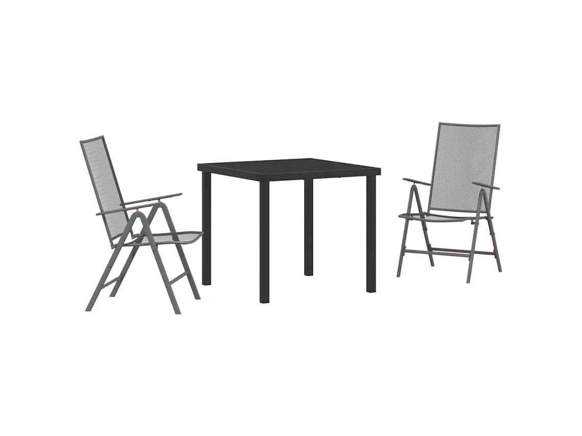 Conjunto de Móveis para Jardim HARLANV1 com 3 Pcs para Refeição Antracite