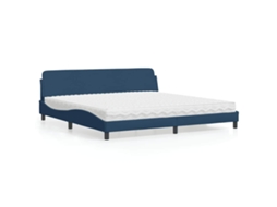 Vidaxl Cama Com Colchão Dover 200x200 Cm Tecido Azul