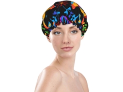Touca De Banho Feminina, Reutilizável, Impermeável, Dupla Camada, Com Elástico, Ideal Para Cabelos Longos, Com Estampa