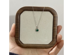 Colar com Pingente Vintage de Esmeralda em Prata de Lei 925 , Que Exala Luxo e Sofisticação Discretos Design Removível. MDUG (ouro Branco)