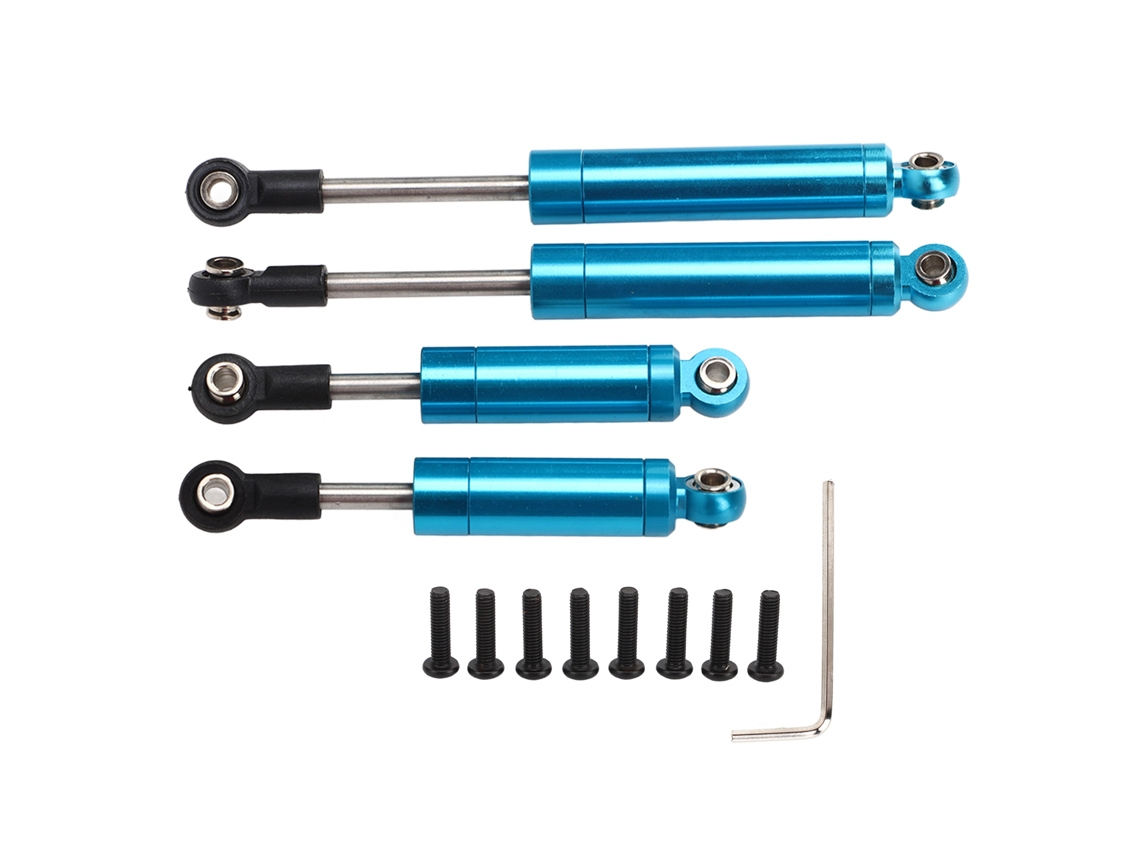 Amortecedores Dianteiro E Traseiro De Metal Para Carro Rc Axial 1/18 Com Mola Elástica E Cnc Azul